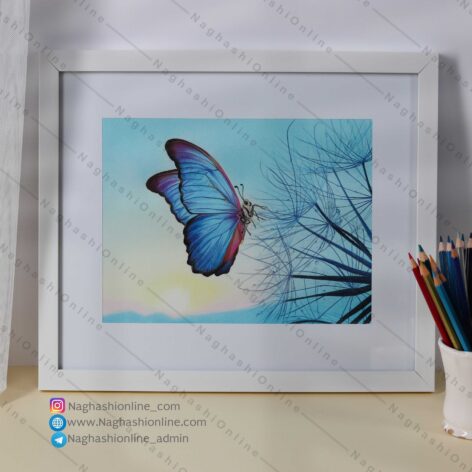 تابلو نقاشی پروانه آبی